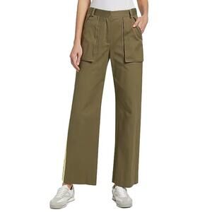 TWP Isa Pants Side Stripe Stretch Twill Straight Leg Utility Streetwear Green 0